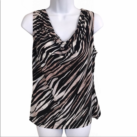 Calvin Klein Zebra Print Sleeveless Top Blouse Tank Size M - Picture 1 of 5